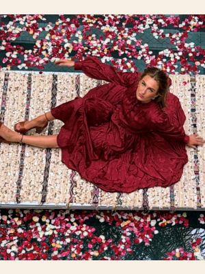 DORIS LONG DRESS DARK CHERRY
