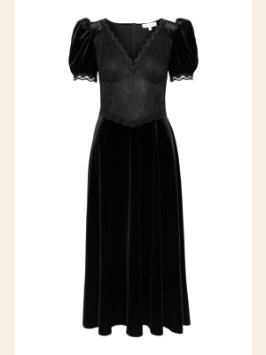 FRANCIS VELVET MIDI DRESS BLACK